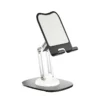 Metal foldable desktop phone stand, 360° rotatable adjustable holder, moonlight white