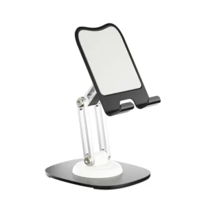 Metal foldable desktop phone stand, 360° rotatable adjustable holder, moonlight white