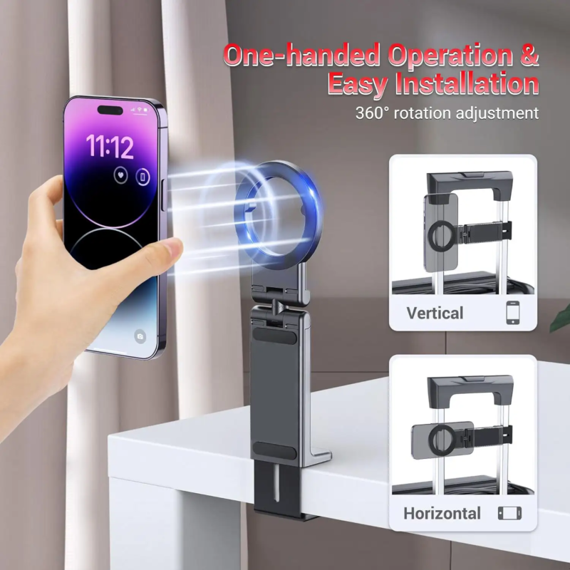 CH21 magnetic phone holder with 360 degree rotation, one-handed operation and easy installation