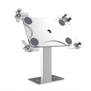 Anti theft universal aluminum alloy tablet stand with lock, 360 degree swivel security tablet holder for retail kiosk