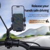 Rearview mirror motorcycle phone mount installed on handlebar, hands-free safe riding for GPS navigation
