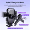 Spiral triangular hook car air vent phone mount with elastic knob and silicone anti-slip pad