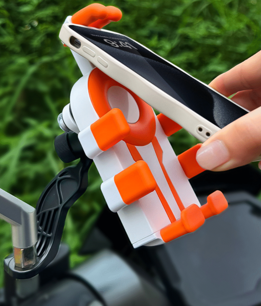 Installation demonstration of shockproof airbag motorcycle phone holder