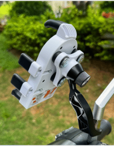 Close-up view of airbag shockproof motorcycle phone holder, 8-claw bike phone mount