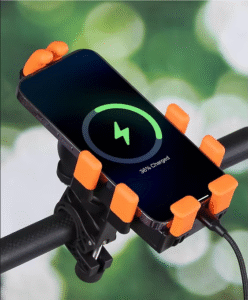 8-claw airbag motorcycle phone holder with charging port, bike phone mount supports phone charging while riding