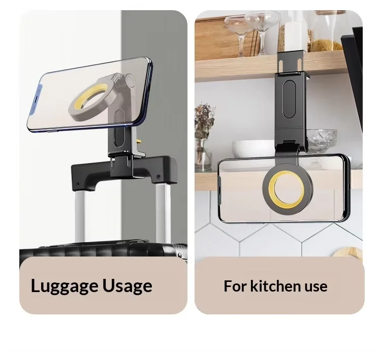 CH21 portable magnetic phone holder, dual usage for luggage and kitchen counter