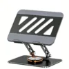 Model TS01 carbon steel tablet stand, black adjustable desktop holder with 360° swivel base