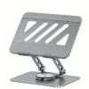 Model TS01 carbon steel tablet stand, silver adjustable desktop holder with 360° swivel base