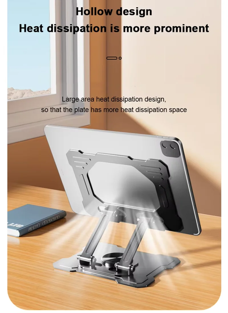 TS02 tablet stand hollow-out carbon steel structure for excellent heat dissipation
