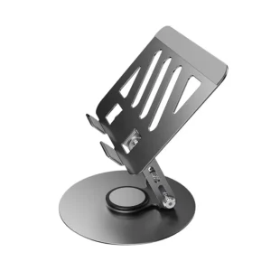 TS03 gray carbon steel tablet stand, 360 degree rotating base adjustable desk holder