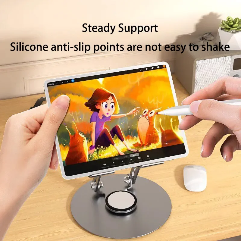 TS03 carbon steel tablet holder steady support, silicone anti-slip pads for drawing and writing