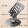 TS03 360 rotatable tablet stand structure diagram showing metal panel, turntable and anti-slip pads