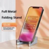 Full metal folding mobile phone stand with multi-angle adjustment for watching videos on desk